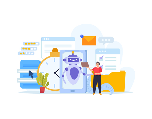 Chatbot online customer service flat concept with man chatting with bot vector illustration SSUCv3H4sIAAAAAAACA3WRwWrDMAyGX0XoHNaN3XIdZTAYlG23soPiqImoYxdbSVdK3n1y00J32E36pV+SP5+xoSwO6zOK92PWRCoxYP1UIbeiMQl5rB/nCrOSjpmz9VrmSLmz6iW/Ddmei441frHrQ/SxO6EZx8akd8mOvafAccw4V7fWv/o/3d8VUsfBncpy257YM11u2Vppf1ROw/WwSVqOS0hjKyXEKTryVn8uh9sj41DULtGhF5dk4lTylrOzAF960iYqxOAlMCwGTpA5TeIYdp4UXAyODwpH0R4GCuDMpRK6RSn+iZ3xg3uuD7A2qNR4hvXmEyi08MGhteES4G3zCruYBsNSof4UOFhdKS2z8uq6diS/0nvGcW9fNs/zL3YOrAbQAQAA