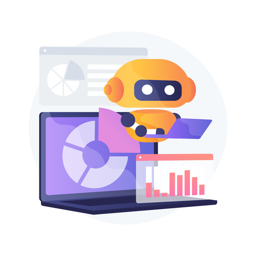 AI-powered marketing tools abstract concept vector illustration. AI-powered research, marketing tools automation, e-commerce search, customer recommendation, machine learning abstract metaphor.